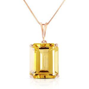 14K. SOLID GOLD NECKLACE WITH OCTAGON CITRINE